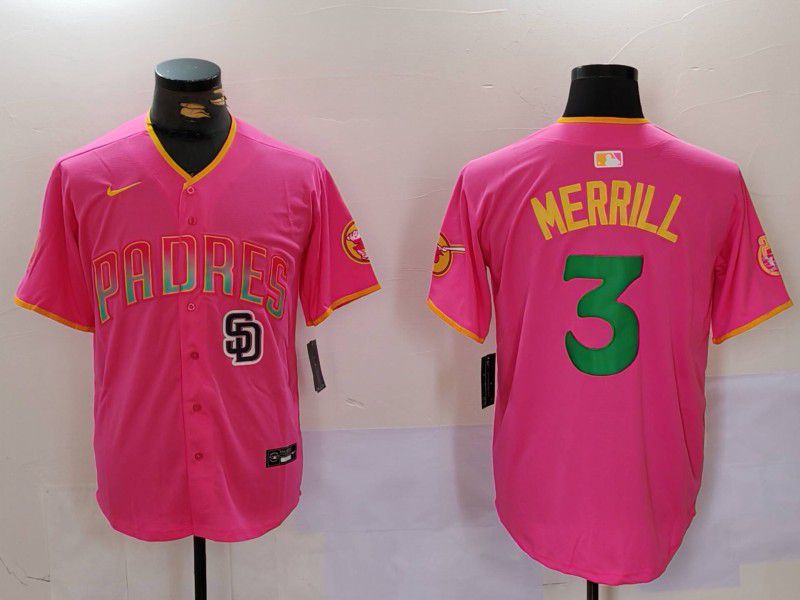 Men San Diego Padres #3 Merrill Pink Joint Name 2024 Nike MLB Jersey style 5->san diego padres->MLB Jersey